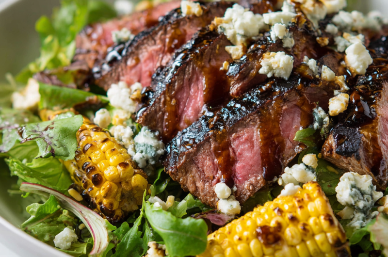 Grilled Balsamic Steak Salad with Sweet Corn & Gorgonzola