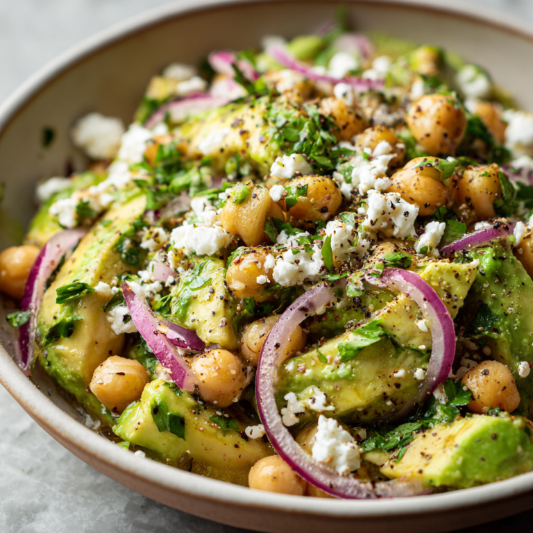Chickpea Feta Avocado Salad | Fresh, Creamy & Irresistible