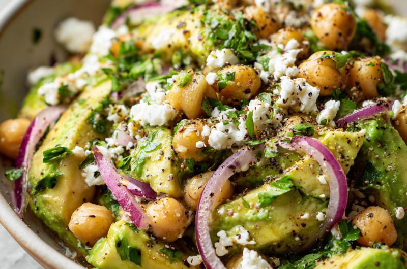 Chickpea Feta Avocado Salad | Fresh, Creamy & Irresistible