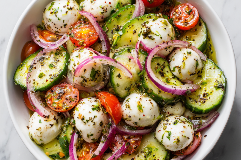 Easy Cucumber Caprese Salad