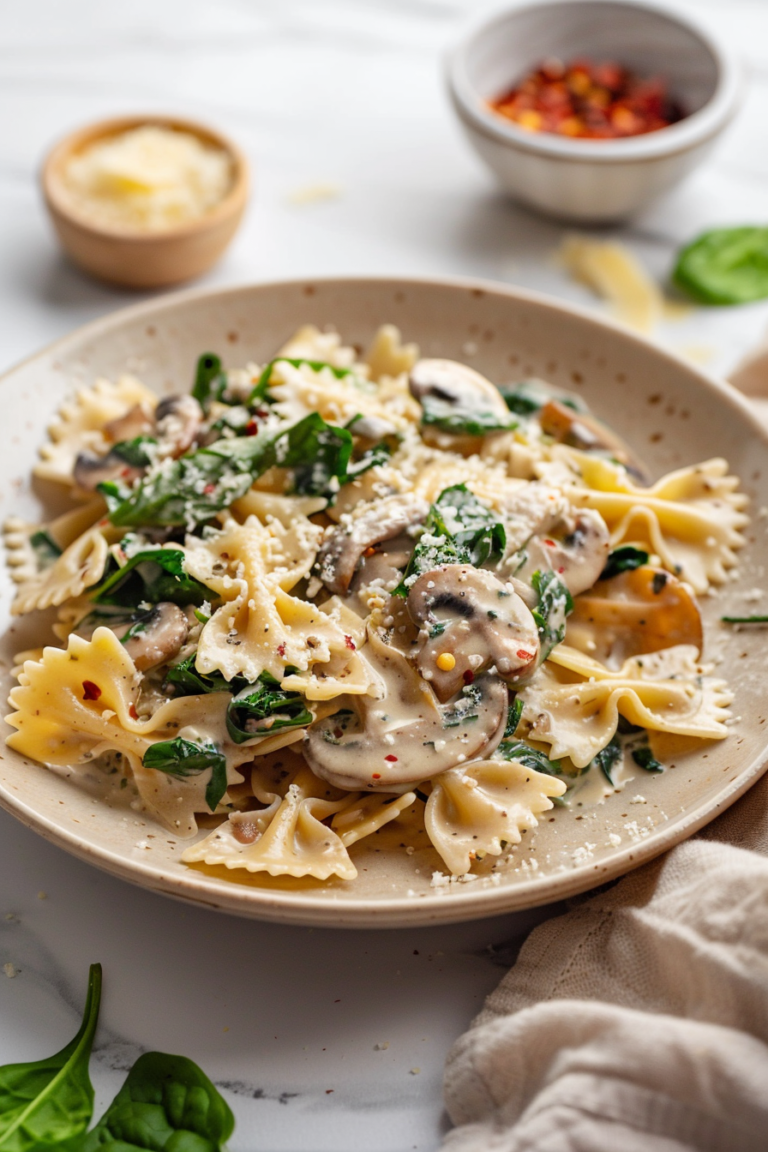 Parmesan Spinach Mushroom Pasta Skillet | Easy One-Pan Comfort Dinner