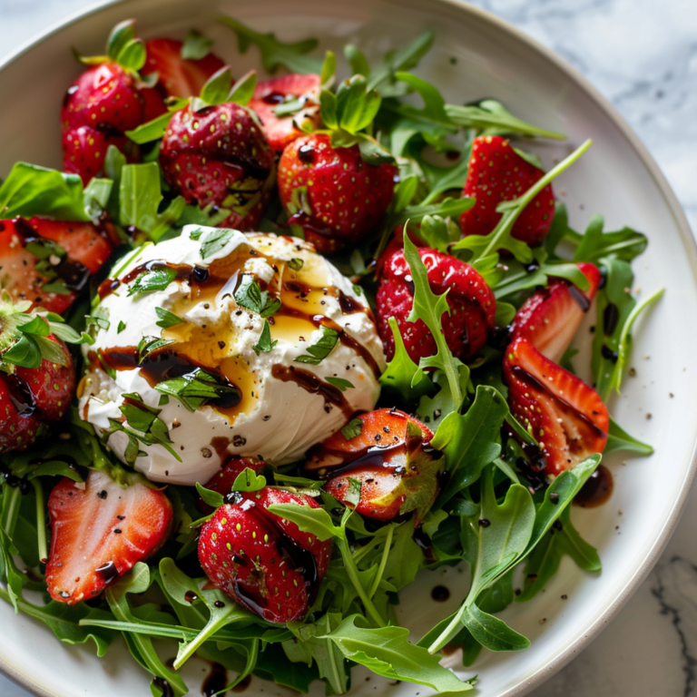 Strawberry Burrata Salad with Honey Balsamic Glaze